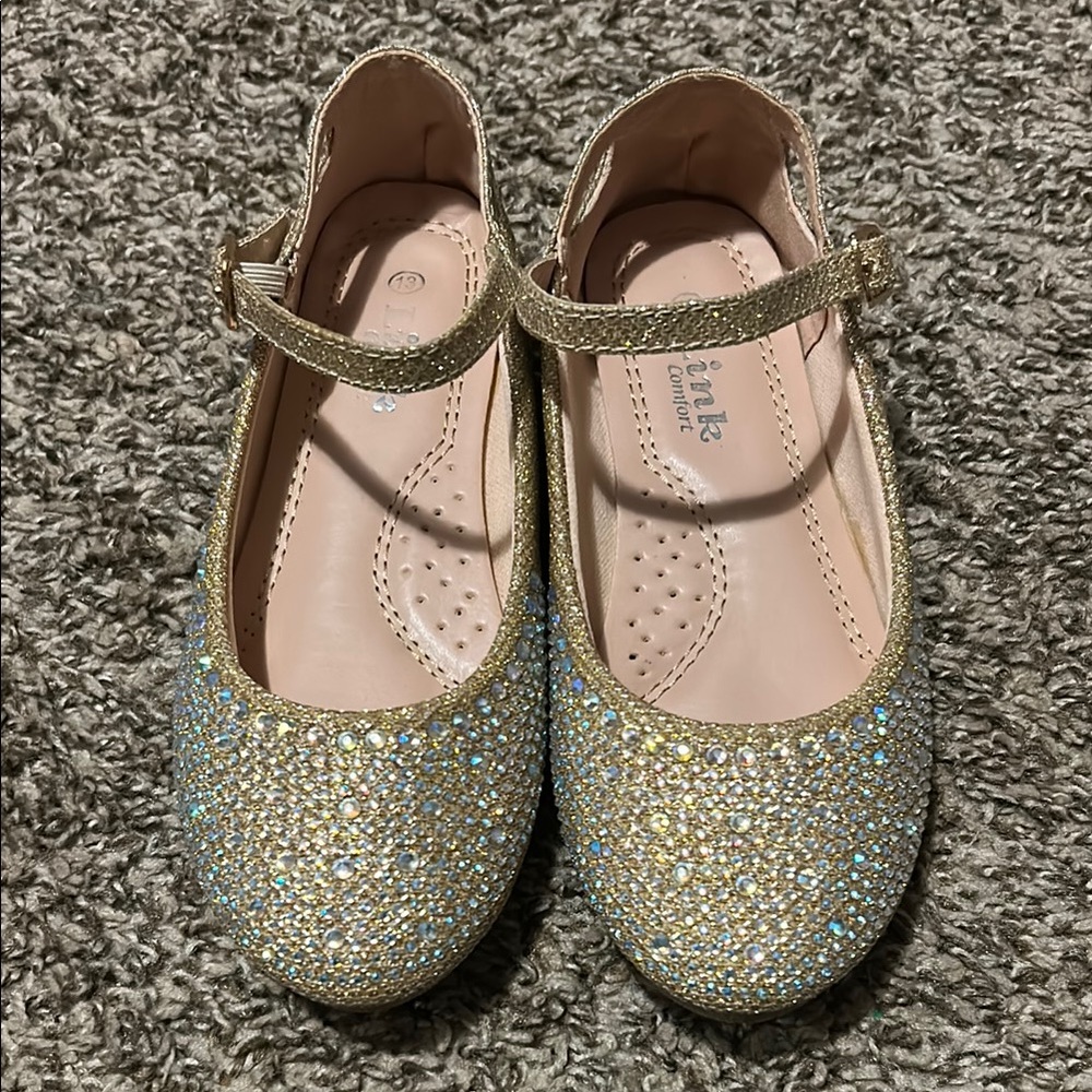 Glittery/Sparkly Gold Kids Dress Shoes